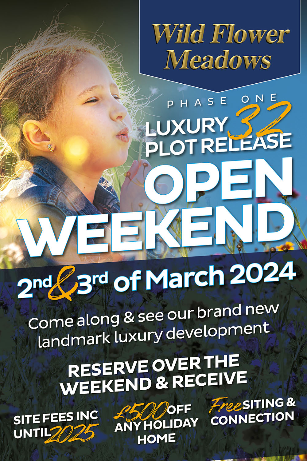 Wild Flower Meadows. Phase one - 32 luxury plot release. Open weekend 2nd and 3rd of march 2024.